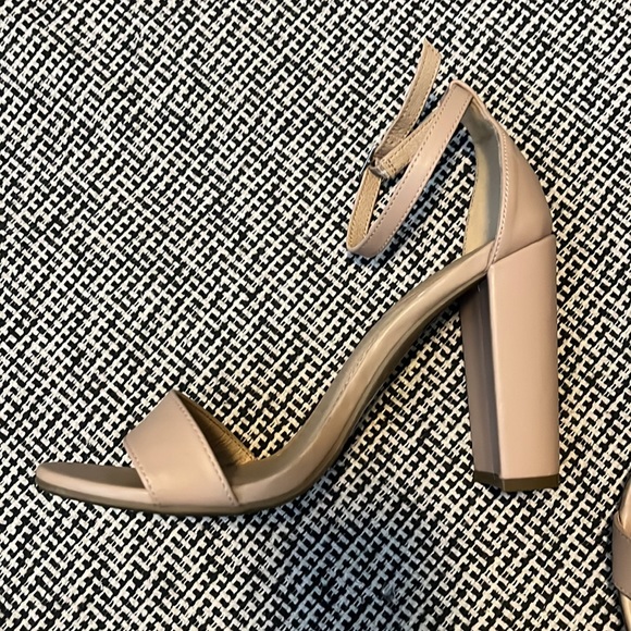 Nude Ankle Strap Chunky Heels - Picture 2 of 4